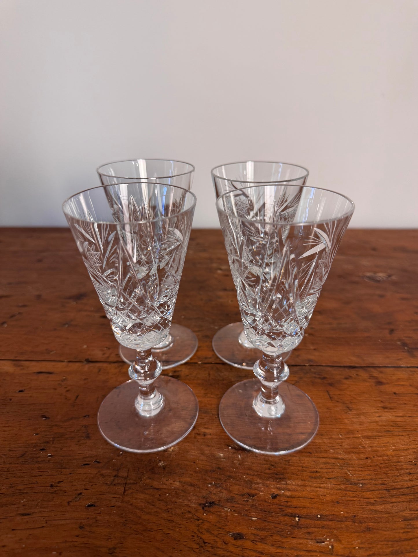 Vintage Bohemia Cut Crystal Liqueur Glasses