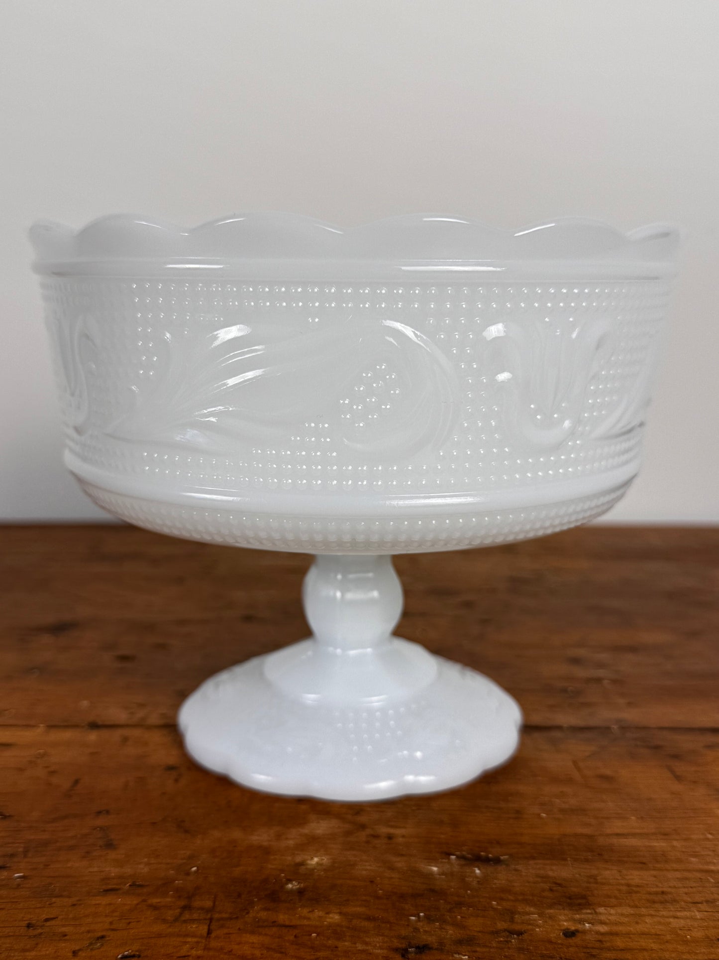 Vintage Milk Glass Compote Pedestal Bowl