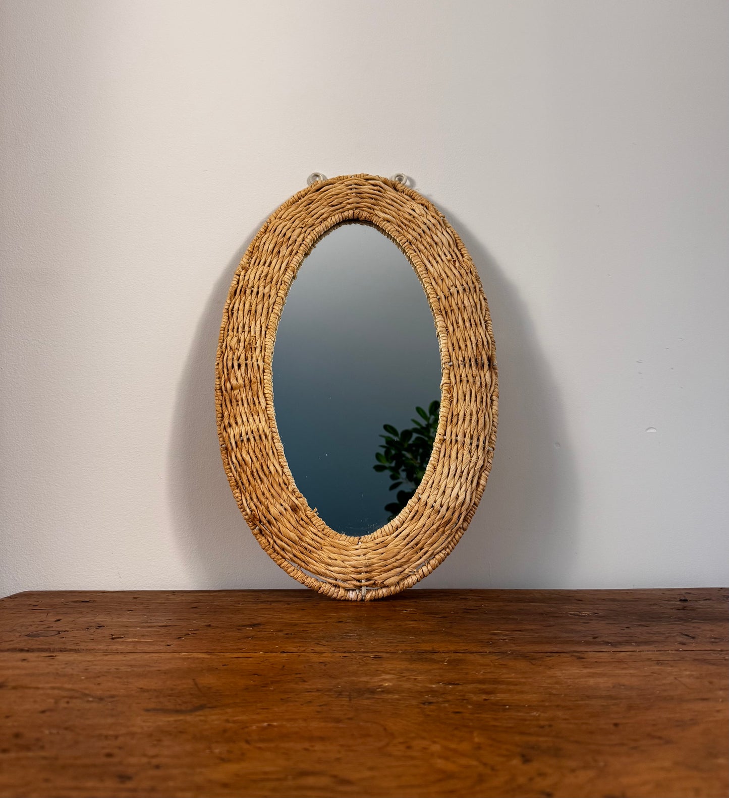 Vintage Rattan Oval Mirror