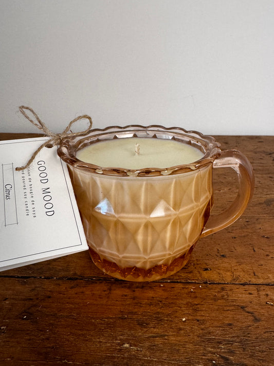 Vintage Glass GoodMood Candle - Peachy Pink