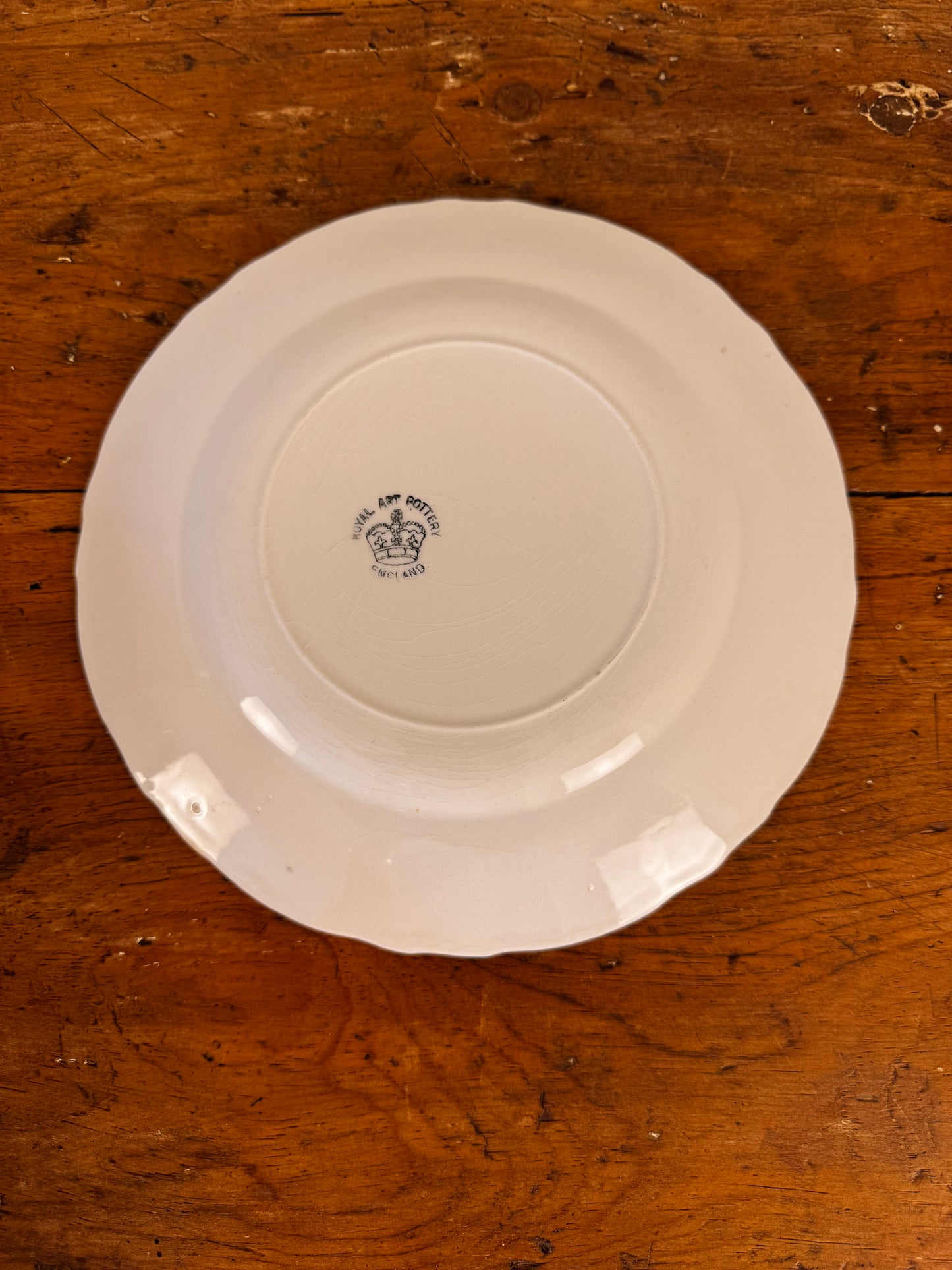 Vintage White Royal Art Pottery English Ironstone 9" Plates - Set of 6