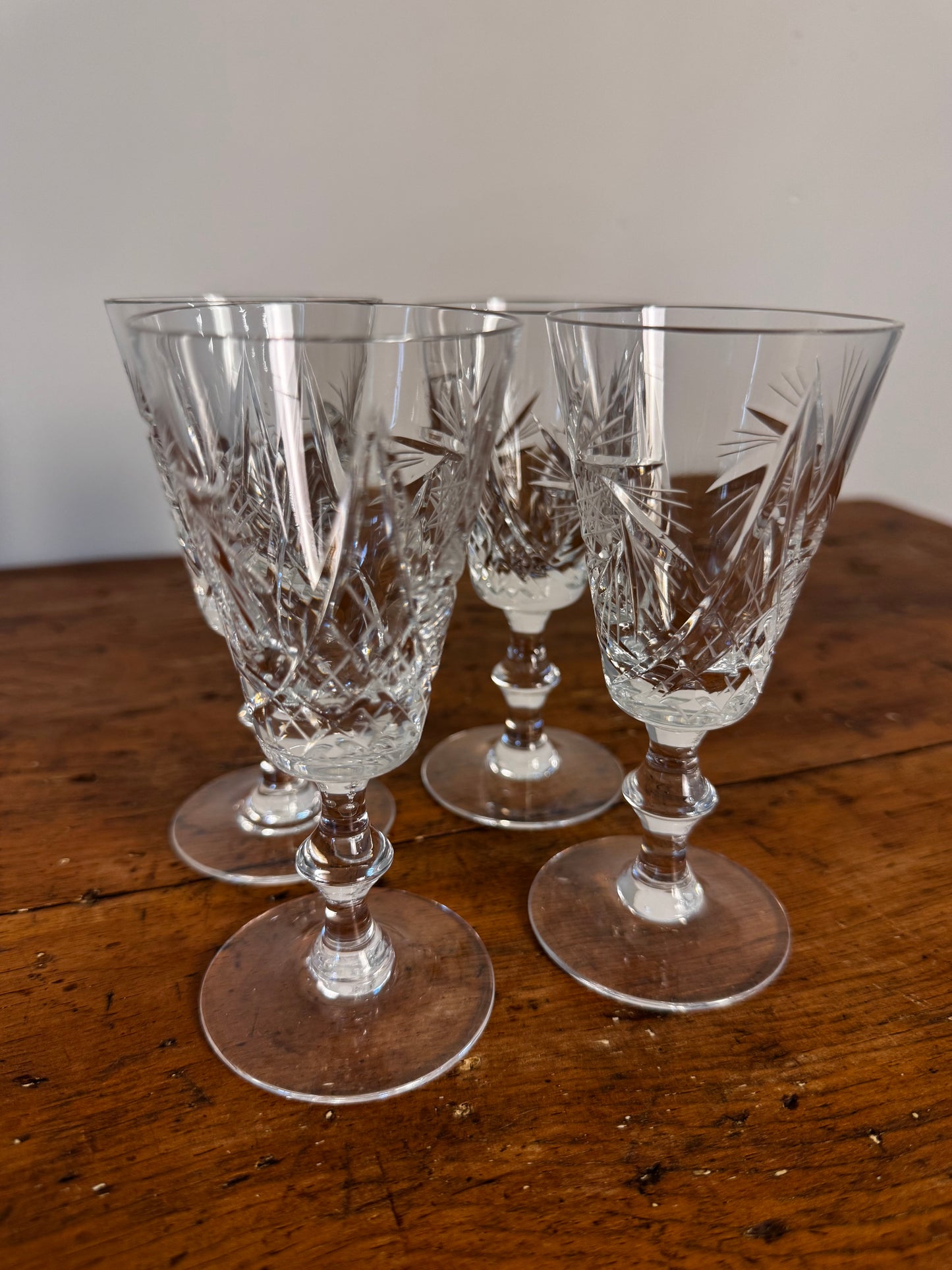 Vintage Bohemia Cut Crystal Liqueur Glasses