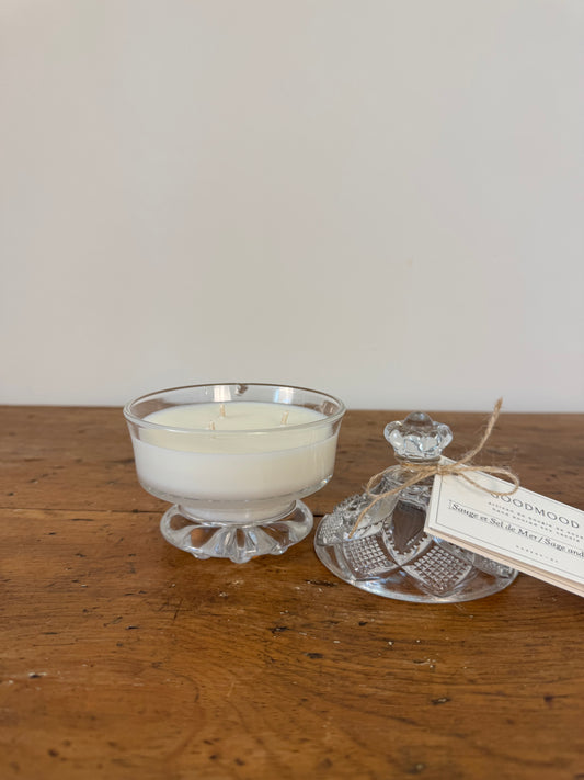 Vintage Glass GoodMood Candle -  Round with Lid