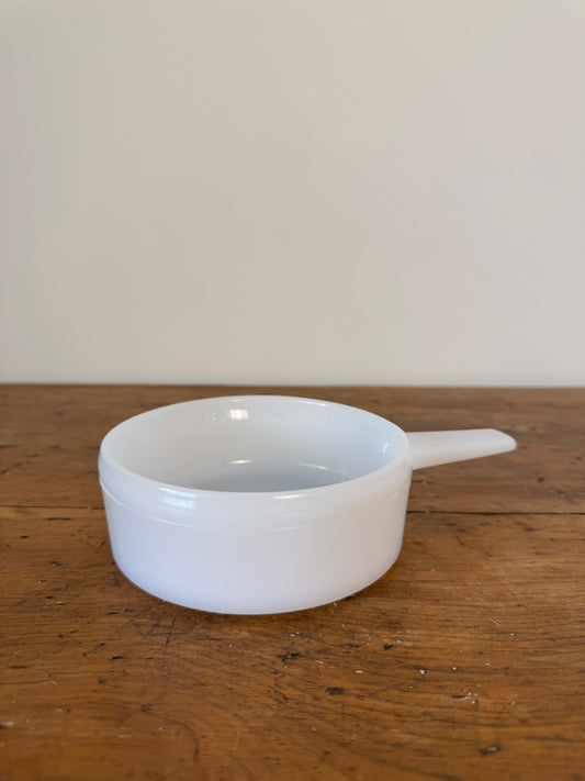 Vintage Milk Glass Ovenware Bowl with Handle