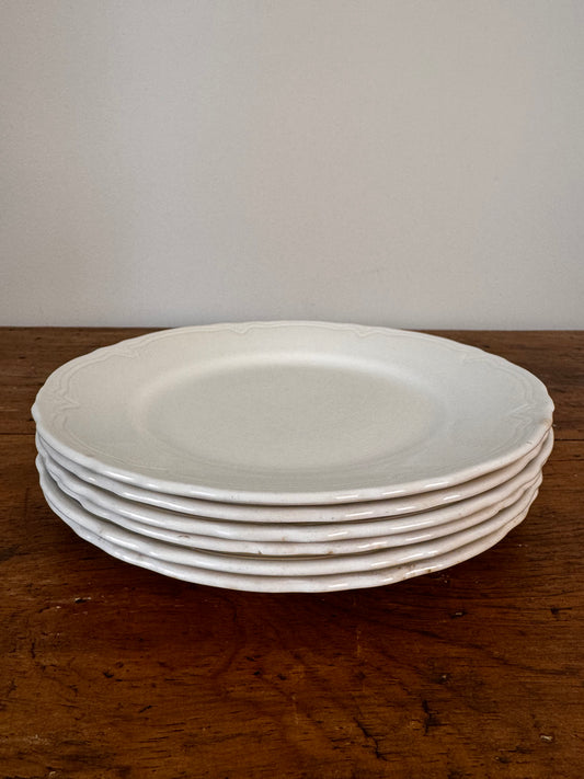 Vintage White Royal Art Pottery English Ironstone 9" Plates - Set of 6