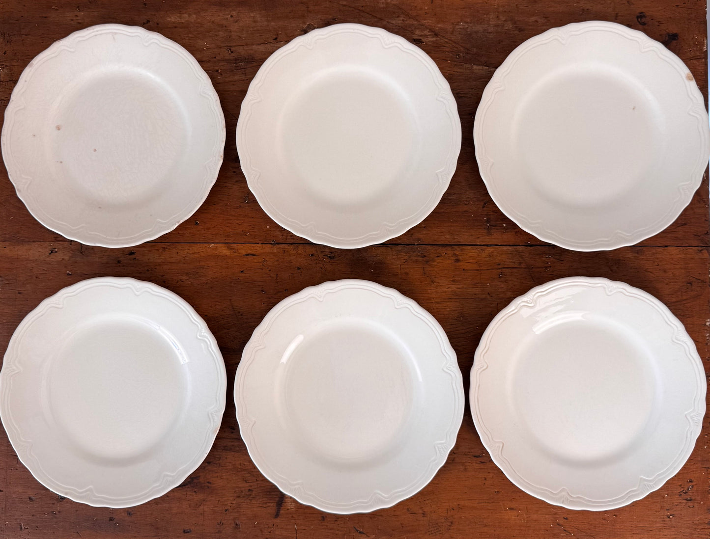 Vintage White Royal Art Pottery English Ironstone 9" Plates - Set of 6