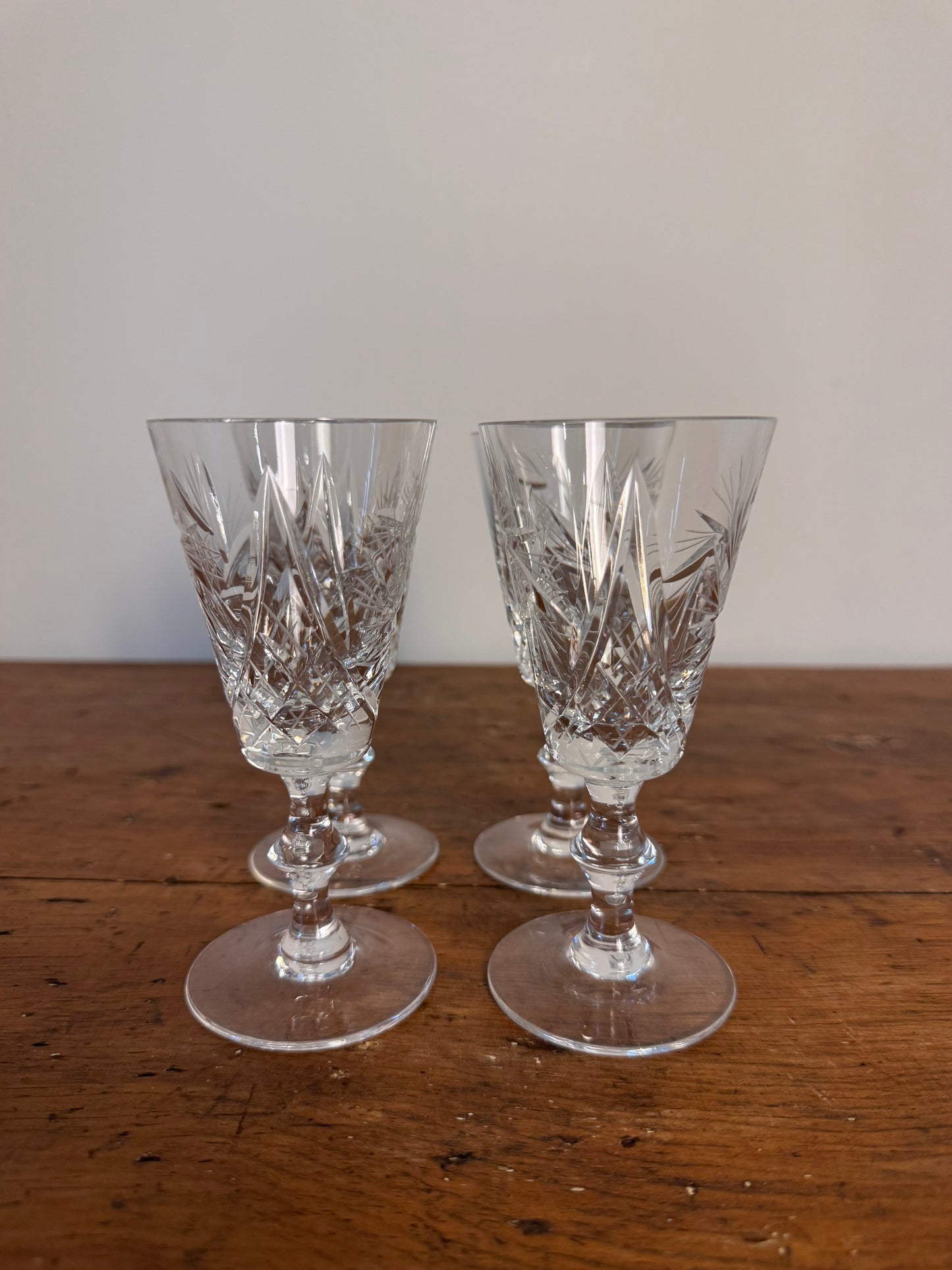 Vintage Bohemia Cut Crystal Liqueur Glasses